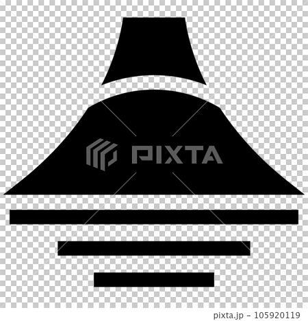 代表山脈、富士山和湖泊的填充風格圖標 105920119