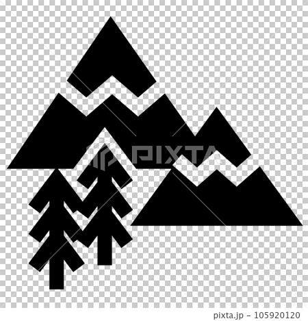 代表山脈、樹木和森林的填充風格圖標 105920120