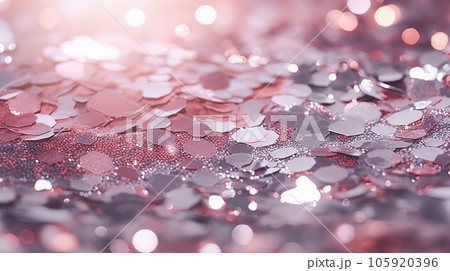 Abstract shiny background with pink glitter. Scattered confetti sparkles with light rose pastel color. Generated AI. 105920396