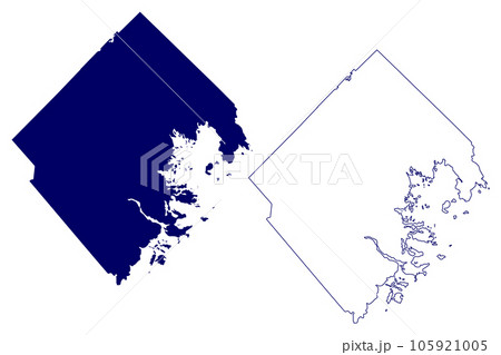 Lunenburg County (Canada, Nova Scotia Province, North America) map vector illustration, scribble sketch Lunenburg map 105921005
