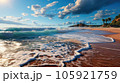 A scenic view of the sunset over the pacific ocean, Colorful horizon over the water. 105921759