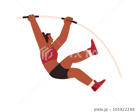 Female pole vault athlete, flat vector illustration isolated on white background. 105922298