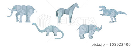 Mechanical Animals Assembled from Metal Parts Vector Set Mechanical Animals Assembled from Metal Parts Vector Set 105922406