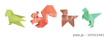 Origami or Paper Folding Animal Figures Vector Set 105922461