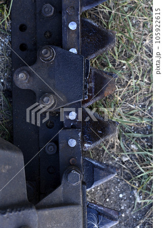Mounted grass mower. Iron segments of the mower. 105922615