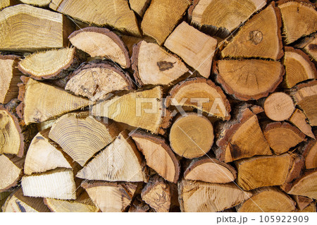 background of sawn firewood background of sawn firewood 105922909