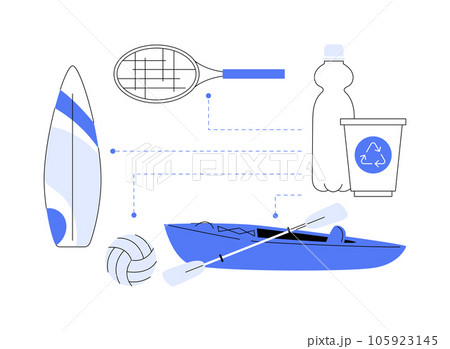 Recycled sports equipment abstract concept vector illustration. Recycled sports equipment abstract concept vector illustration. 105923145