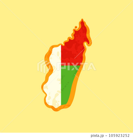 Madagascar - Map colored with the flag Madagascar - Map colored with the flag 105923252