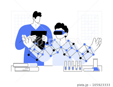 VR in education abstract concept vector illustration. VR in education abstract concept vector illustration. 105923333