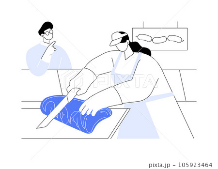 Retail meat cutting abstract concept vector illustration. 105923464