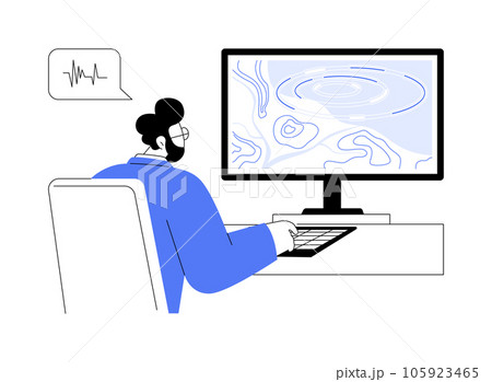Seismic wave simulation software abstract concept vector illustration. 105923465