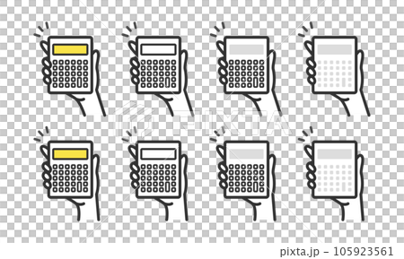 右手拿著計算器插圖圖標集 105923561