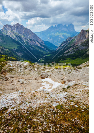 landscape with mountains, hills, clouds and rocks landscape with mountains, hills, clouds and rocks 105923609
