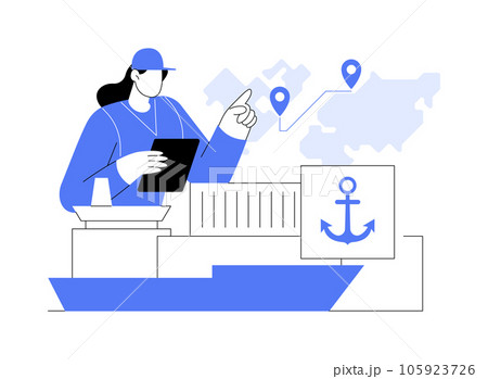 Cargo ship arrival abstract concept vector illustration. 105923726