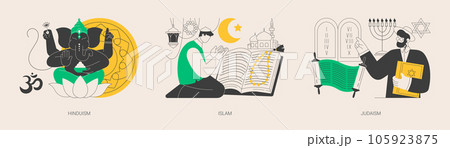 World religions abstract concept vector illustrations. 105923875