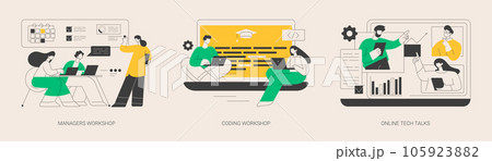 IT digital education abstract concept vector illustrations. IT digital education abstract concept vector illustrations. 105923882