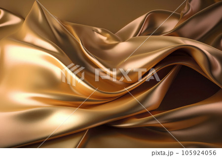 Featuring a wavy fold of silk or satin, this golden fabric background adds elegance to any project. Created with the help of AI technology. Featuring a wavy fold of silk or satin, this golden fabric background adds elegance to any project. Created with the help of AI technology. 105924056