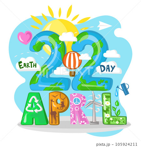 Earth Day 22 April vector illustration with white background Earth Day 22 April vector illustration with white background 105924211