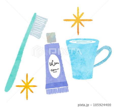 歯ブラシとコップとハミガキ粉 105924400