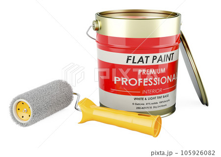 Paint can and roller brush, 3D rendering Paint can and roller brush, 3D rendering 105926082