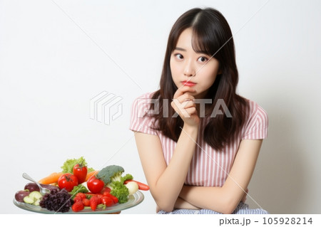 食事に気を遣う女性：AI作品 105928214