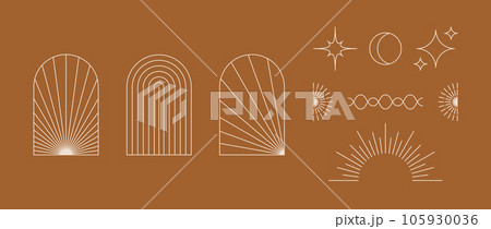 Boho style linear element collection....のイラスト素材 [105930036] - PIXTA
