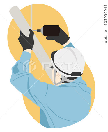 配管工事の作業員 電動工具 配管工事の作業員 電動工具 105930043