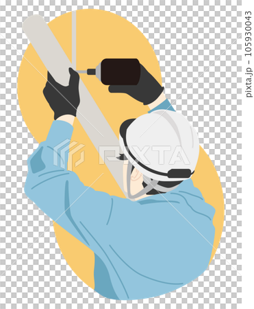 配管工事の作業員 電動工具 配管工事の作業員 電動工具 105930043