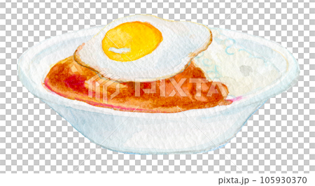 Retro curry rice watercolor illustration 105930370
