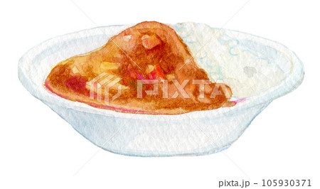 レトロなカレーライス　水彩イラスト 105930371