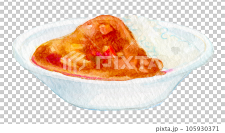 レトロなカレーライス　水彩イラスト 105930371