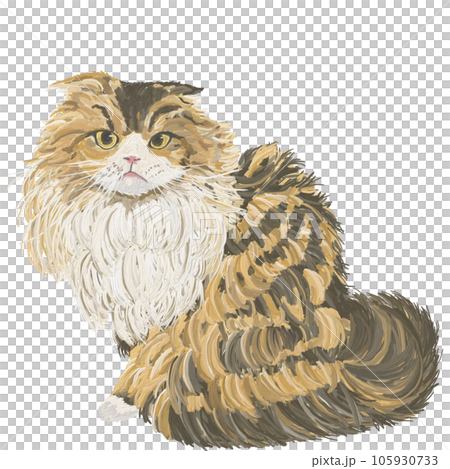 手描き油絵風の長毛種の猫(三毛) 手描き油絵風の長毛種の猫(三毛) 105930733