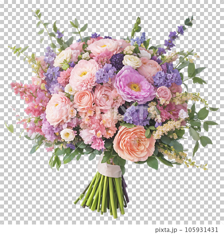 Luxurious Western-style flower arrangement bouquet/AI generated image/Transparent PNG 105931431