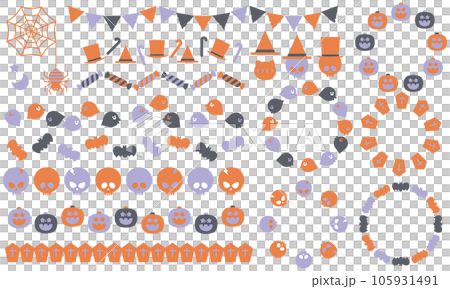 かわいいハロウィンのフレームセット紫 かわいいハロウィンのフレームセット紫 105931491