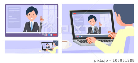 ビデオチャットをしているビジネス男性のセット 105931589