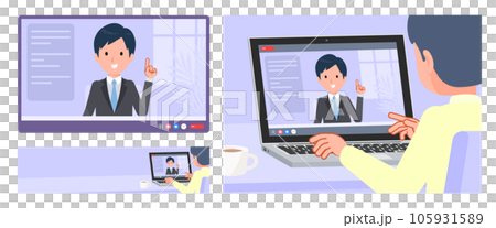 ビデオチャットをしているビジネス男性のセット 105931589