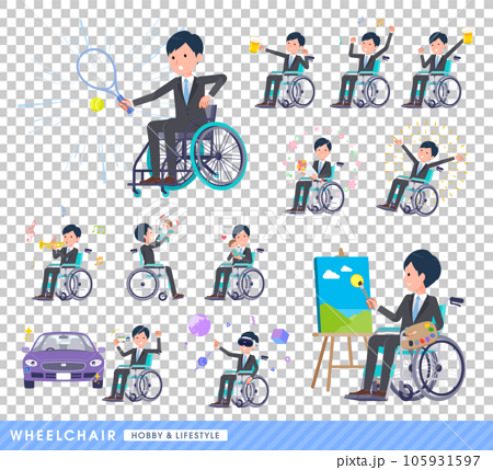 車椅子に乗るビジネス男性のセット 105931597