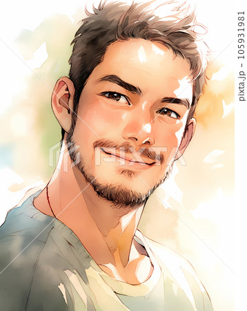 笑顔が印象的なヒゲの男性 105931981
