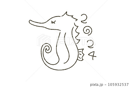 手描きタツノオトシゴの線画アイコンその2 105932537