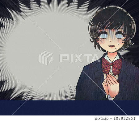 レトロまんが風・落ち込む学生と集中線のイラスト広告バナー レトロまんが風・落ち込む学生と集中線のイラスト広告バナー 105932851