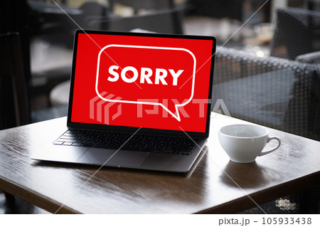 SORRY word concept message to sad i made a mistake unhappy person unhappy note is a problem fail sign communication sorry apology 105933438