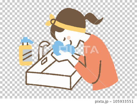 女人在洗手間洗臉_color 105933551