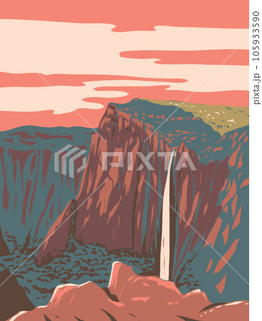 Basaseachic Falls National Park in Chihuahua Mexico WPA Art Deco Poster 105933590