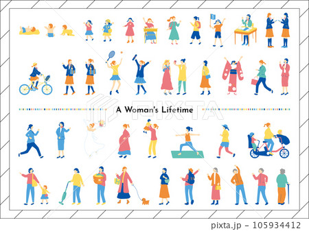 女性の一生　ライフステージ素材集 105934412
