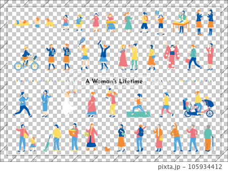 女性の一生　ライフステージ素材集 105934412