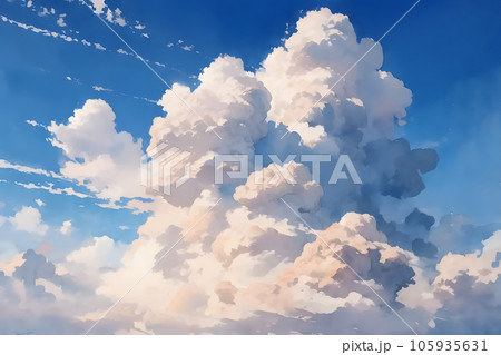 青空と白い雲 背景素材 風景素材 水彩イラストのイラスト素材 [105935631] - PIXTA