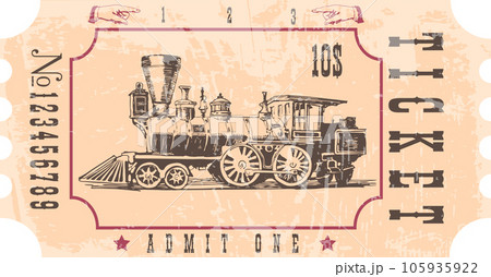 vector image of old vintage american western rail train ticket vector image of old vintage american western rail train ticket 105935922