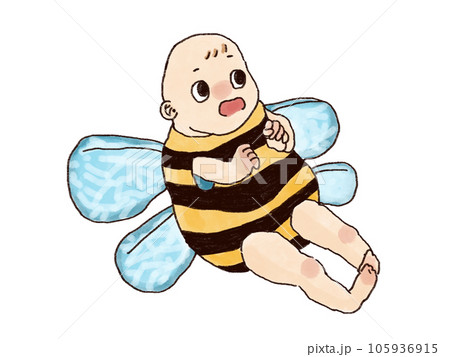 はちの格好をした赤ちゃん はちの格好をした赤ちゃん 105936915