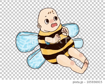 はちの格好をした赤ちゃん はちの格好をした赤ちゃん 105936915