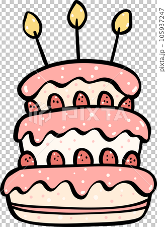 Cute Birthday cake outline doodle cartoon illustration Cute Birthday cake outline doodle cartoon illustration 105937247
